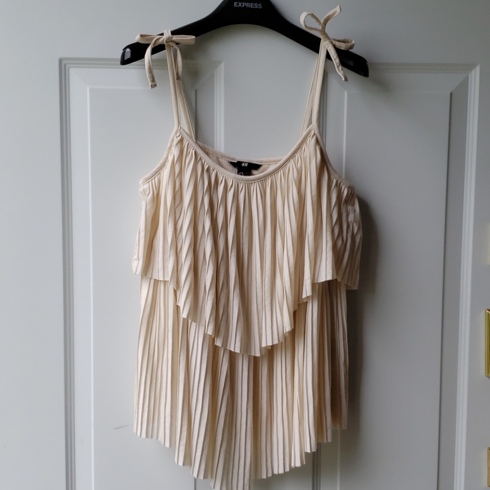 H&M Strappy Tiered & Pleated Cami w/ Built-in Bra